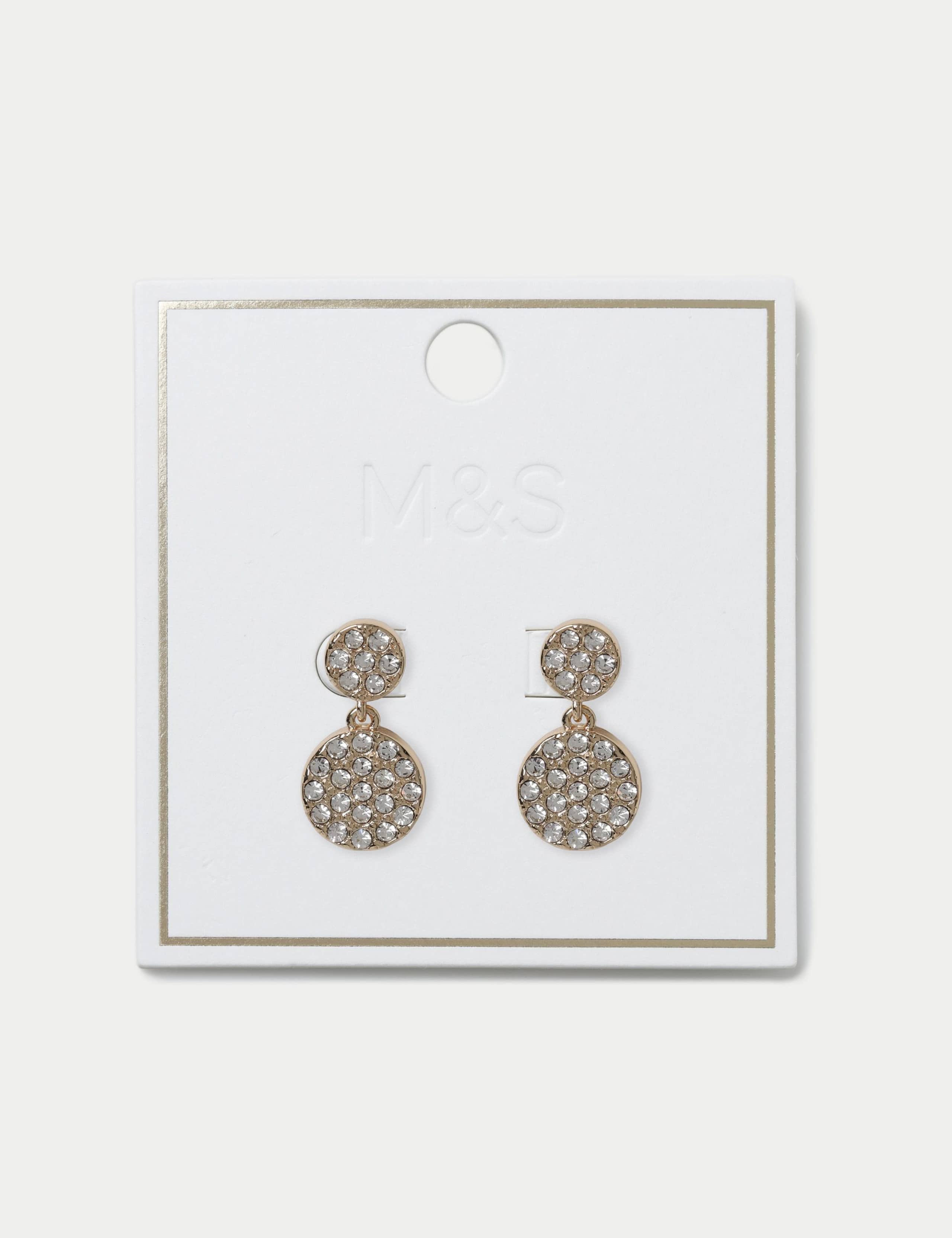 Disc Ditsy earrings drop style metal 15mm, imported from the UK