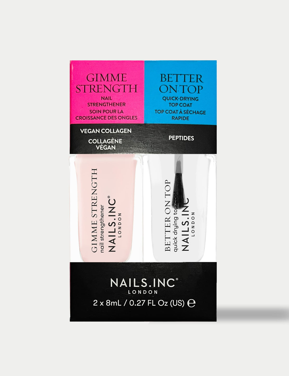 Nails.INC Gimme Strength X Better On Top nail treatment duo, UK version