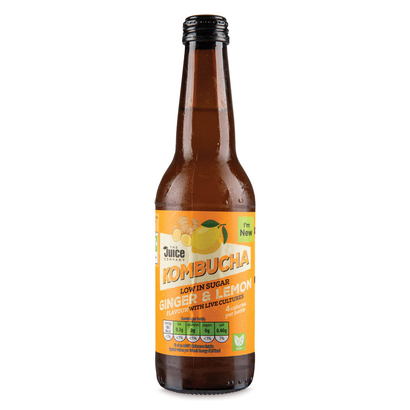 Ginger and Lemon Kombucha drink, imported from the UK