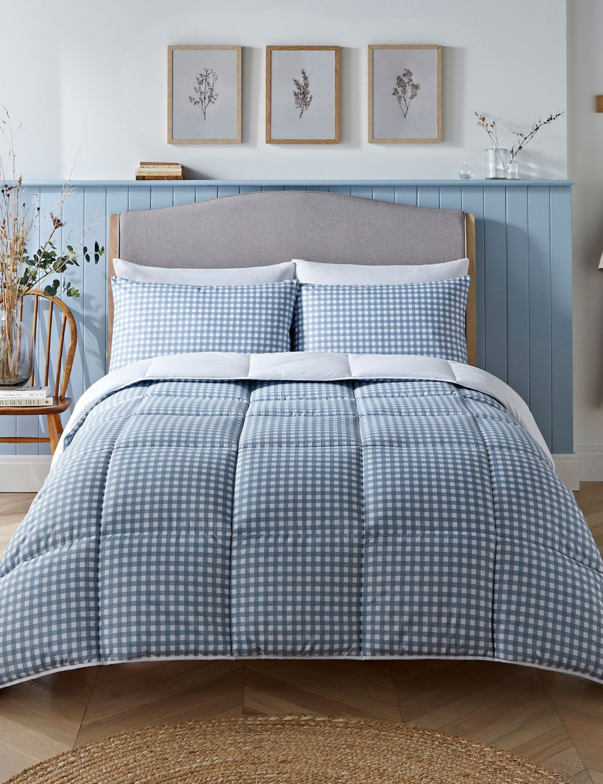 Night Lark gingham 10.5 tog coverless duvet set, UK version