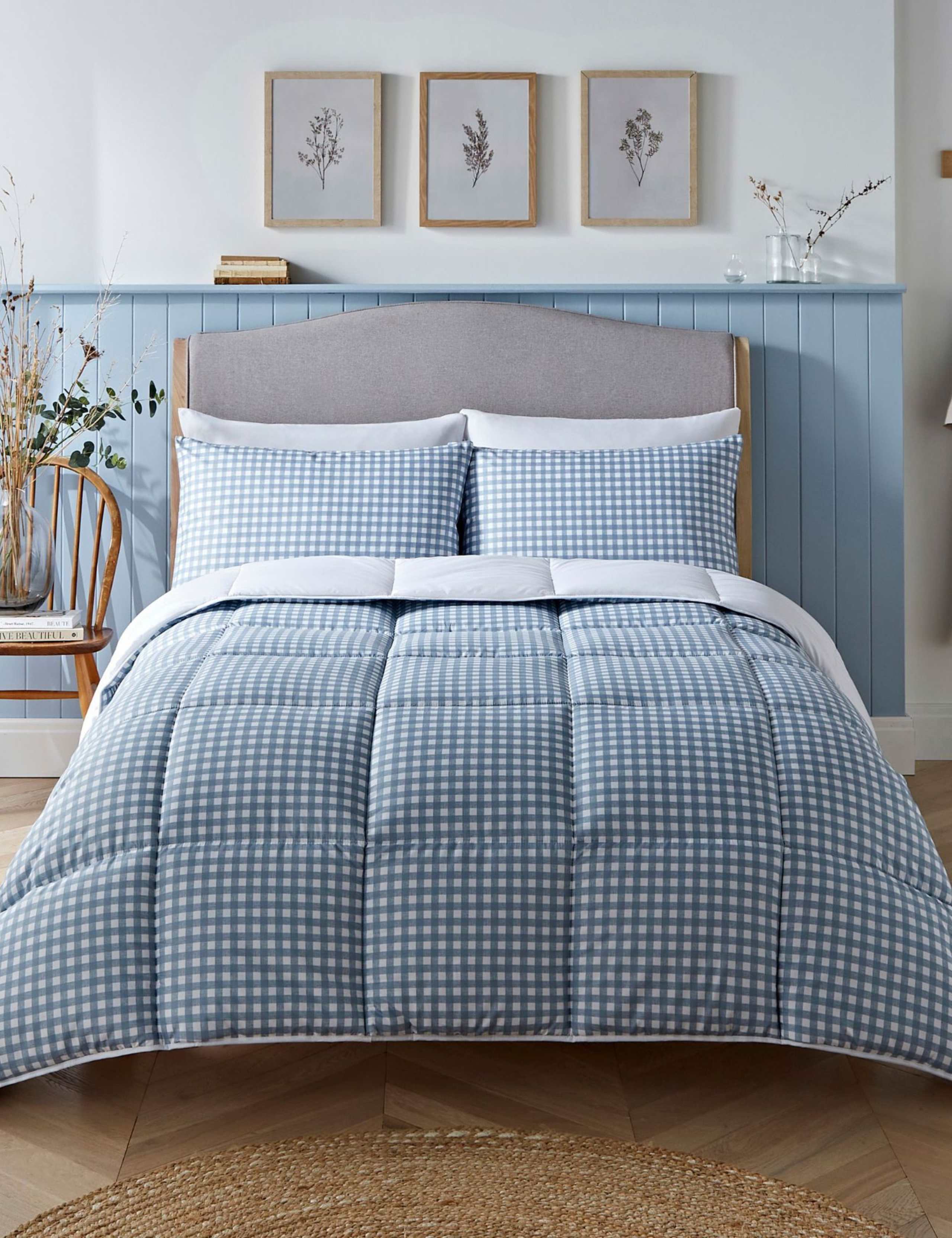 Night Lark gingham 4.5 tog coverless duvet set, UK version