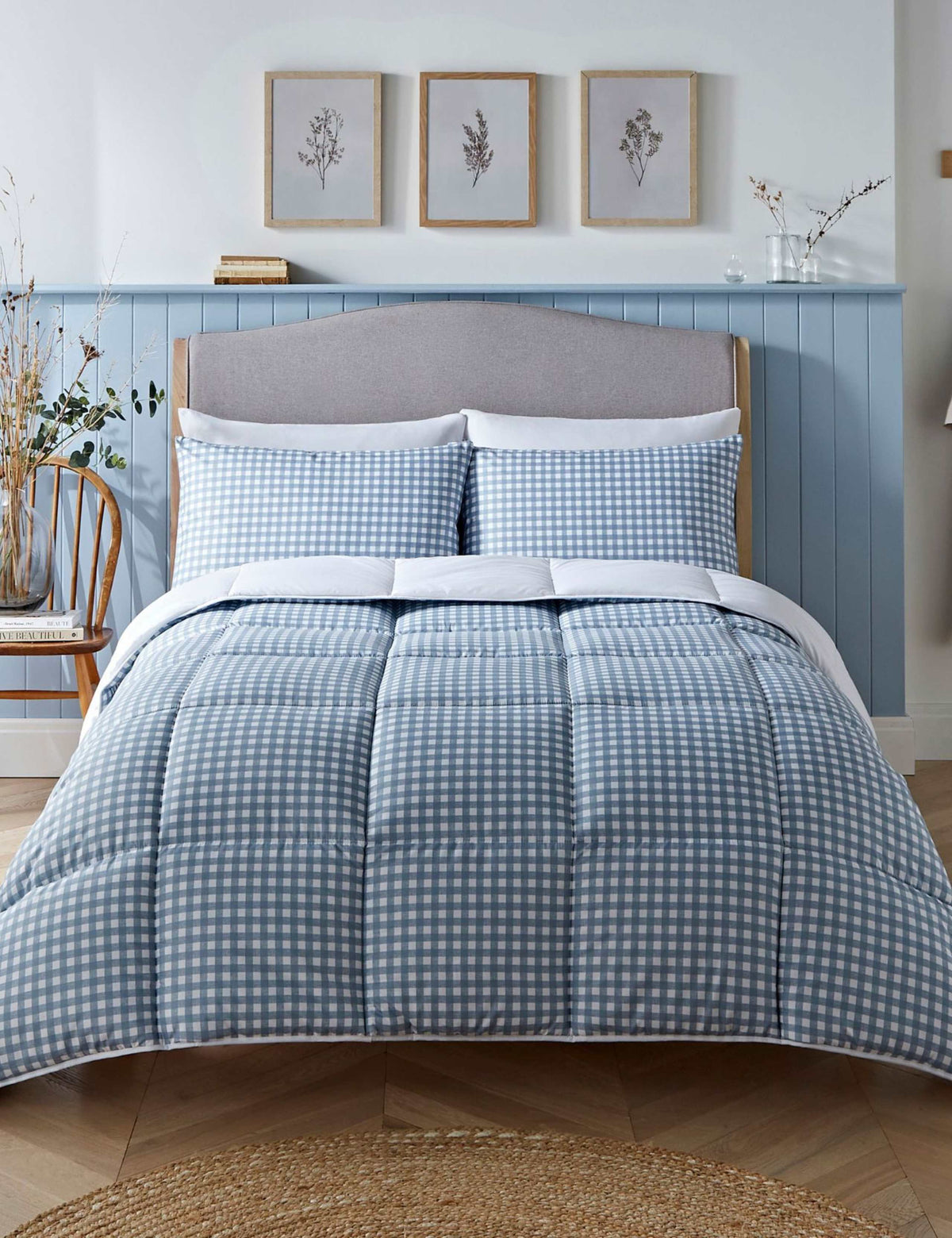 Night Lark gingham 4.5 tog coverless duvet set, UK version