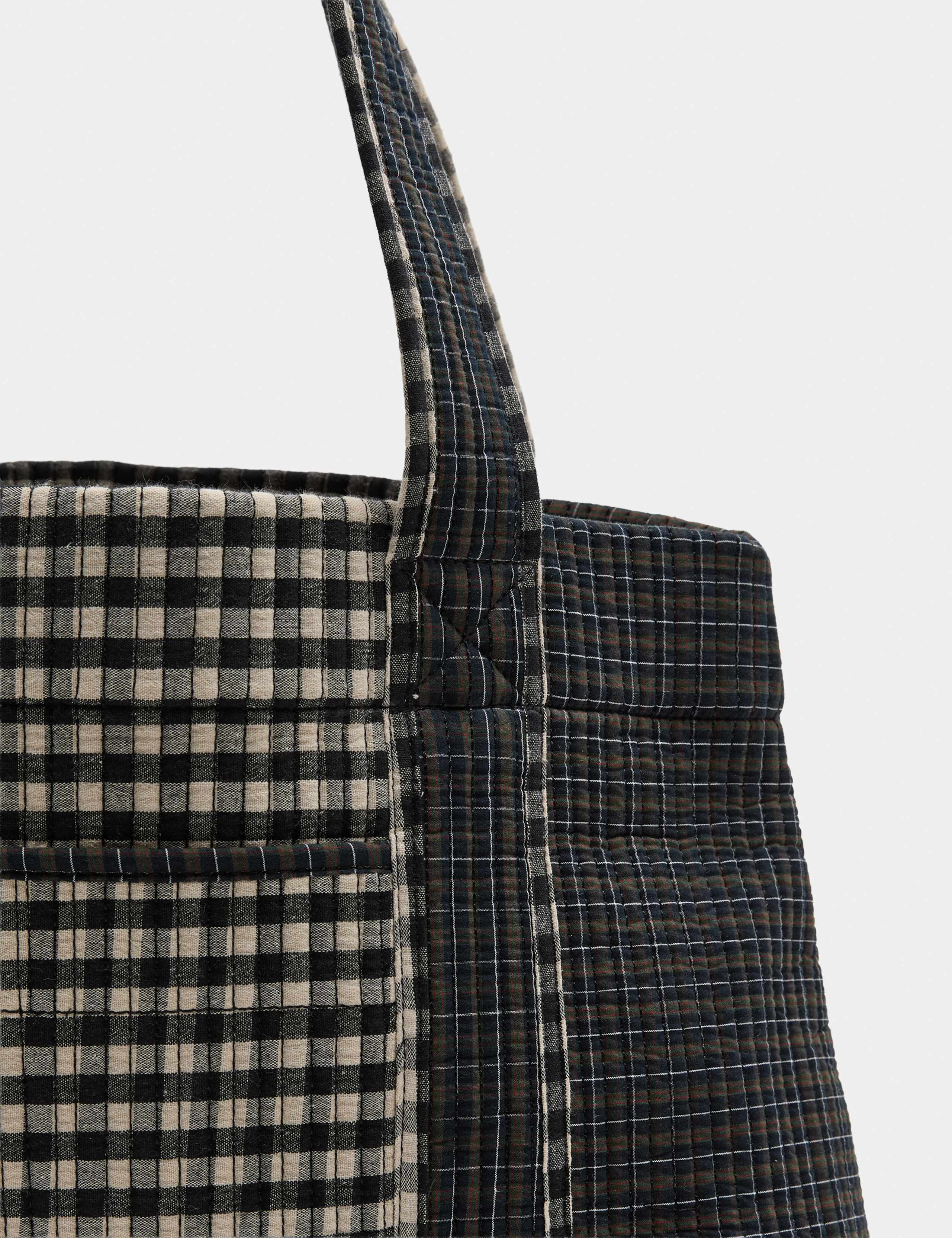 M&S Gingham Shopper patchwork bag, imported from the UK