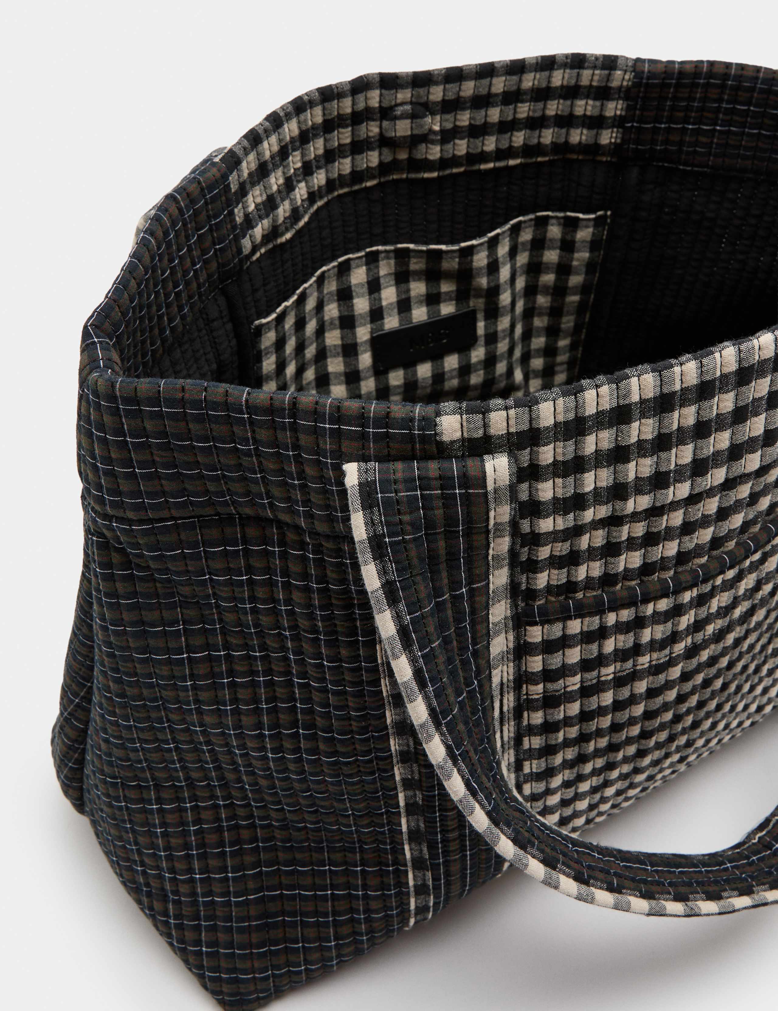 M&S Gingham Shopper patchwork bag, imported from the UK