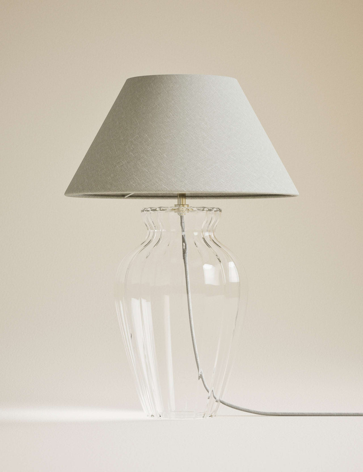 Glass fluted table lamp 54cm (British brand)