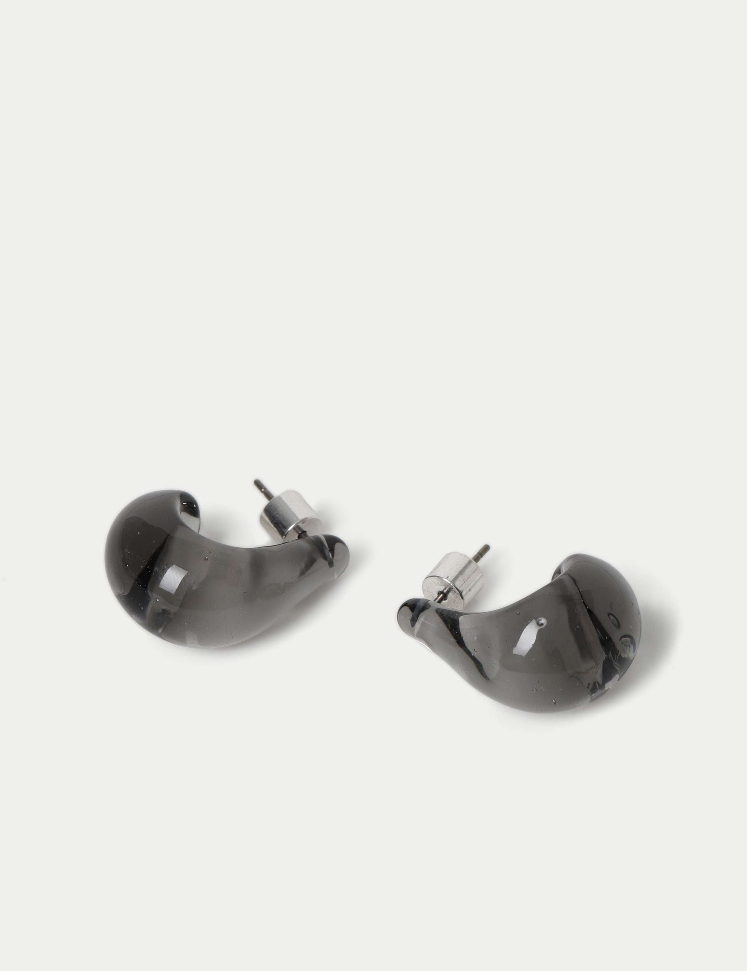 Autograph glass hoop earrings stainless steel, imported from the UK