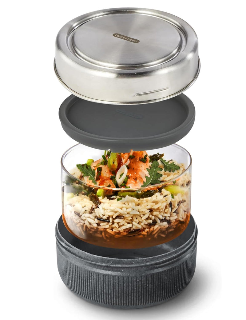 Black+Blum glass lunch bowl with wood fibre base, UK version