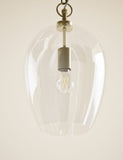 Glass pendant light clear glass shade metal chain - British product