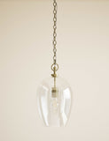 Glass pendant light clear glass shade metal chain - British product