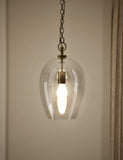 Glass pendant light clear glass shade metal chain - British product
