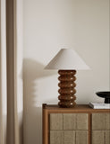 Glass Ribbed Table Lamp with fabric shade, UK version