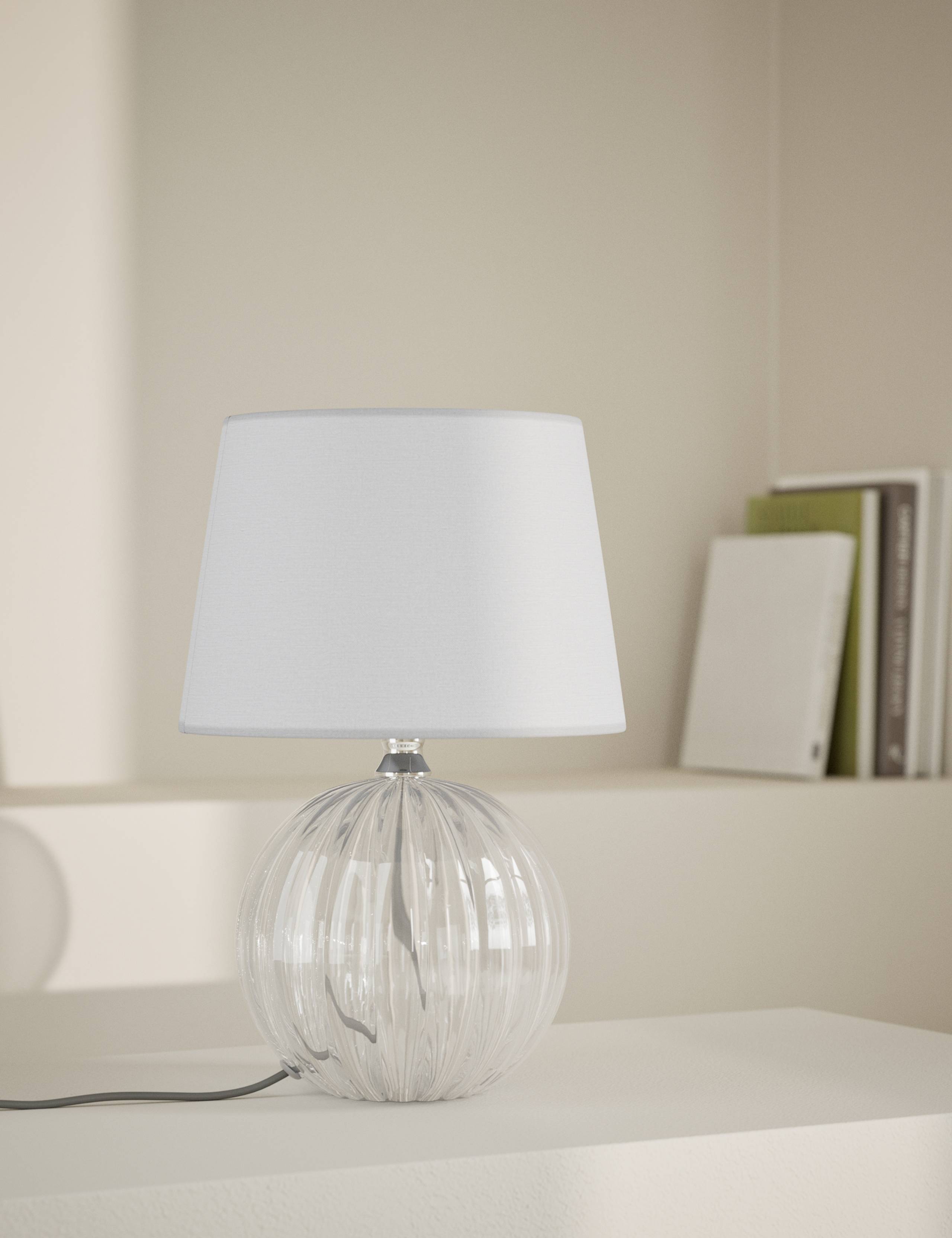 Glass table lamp with tapered shade 30 cm tall (British brand)
