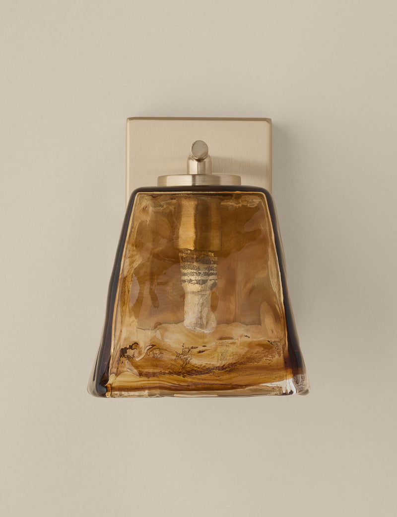 Glass wall light with hand-blown ombré shade, imported from the UK