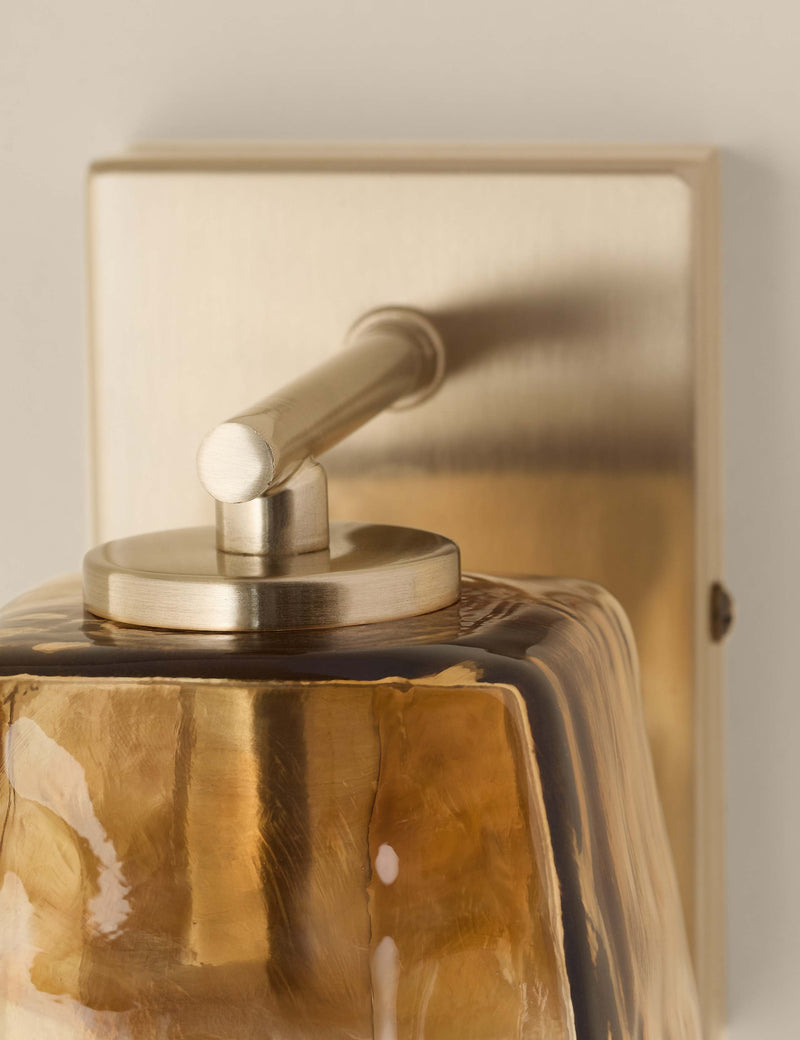 Glass wall light with hand-blown ombré shade, imported from the UK