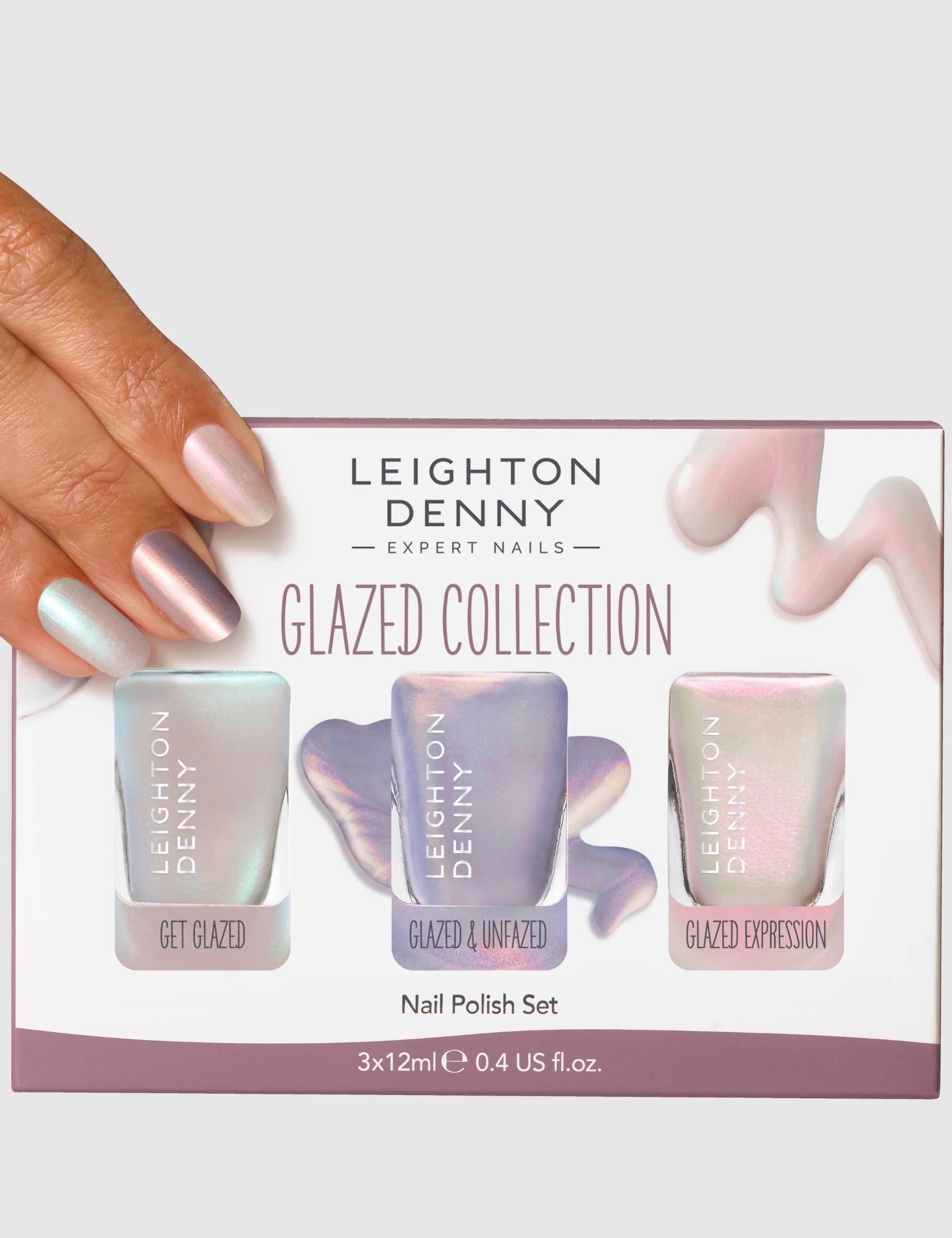 Leighton Denny Glazed Collection nail polish gift set 3x12ml (British brand)