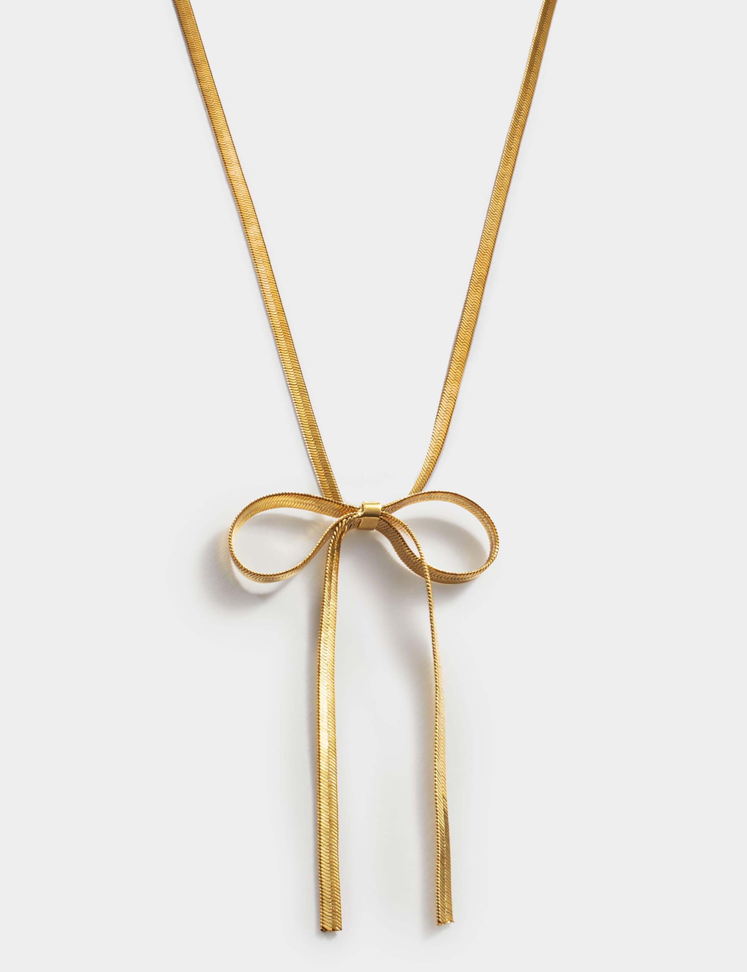 Katie Loxton gold coated ribbon bow necklace, UK version