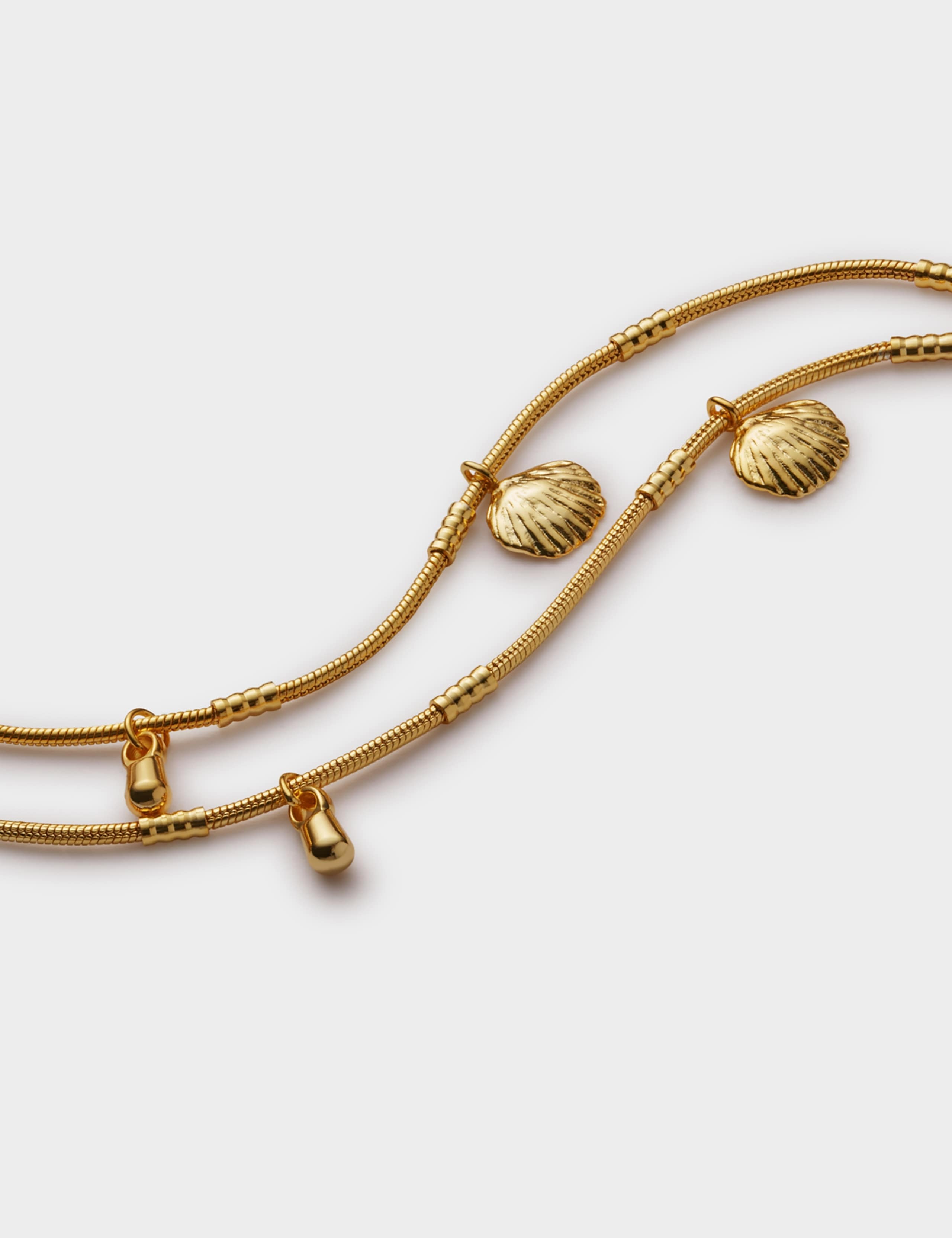 Katie Loxton gold plated bracelet with shell charms, imported from the UK