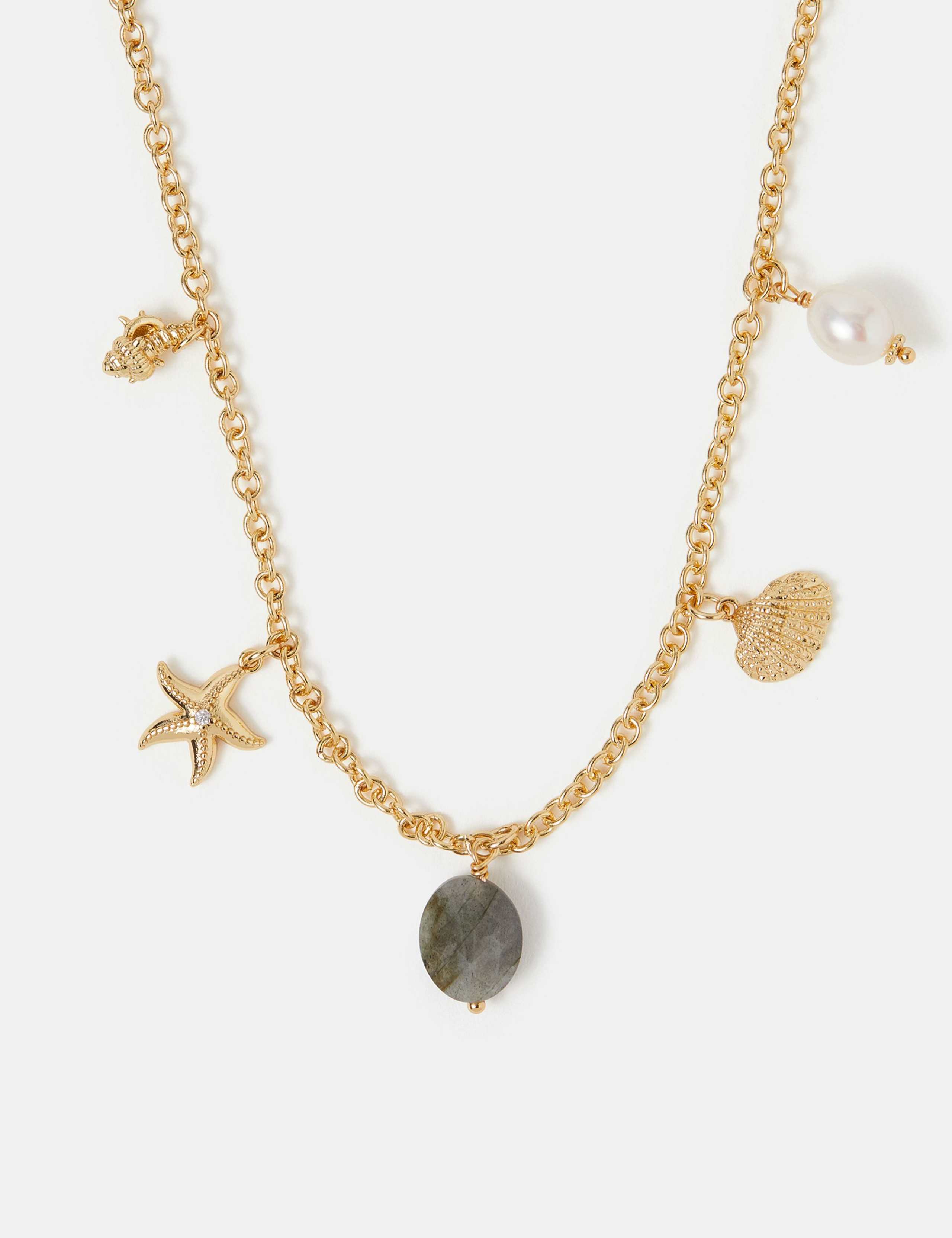 Accessorize gold plated charm necklace 41cm, imported from the UK