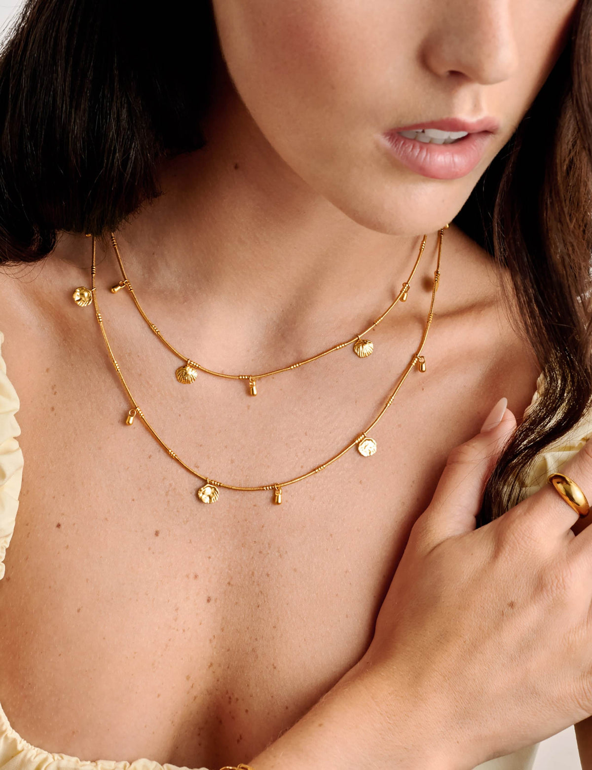 Katie Loxton gold plated shell charm necklace, UK version