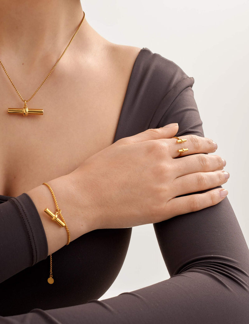 Katie Loxton gold plated T-bar bracelet, imported from the UK