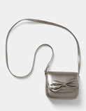 Gold tone bow front bag with polyester and metal details, UK version