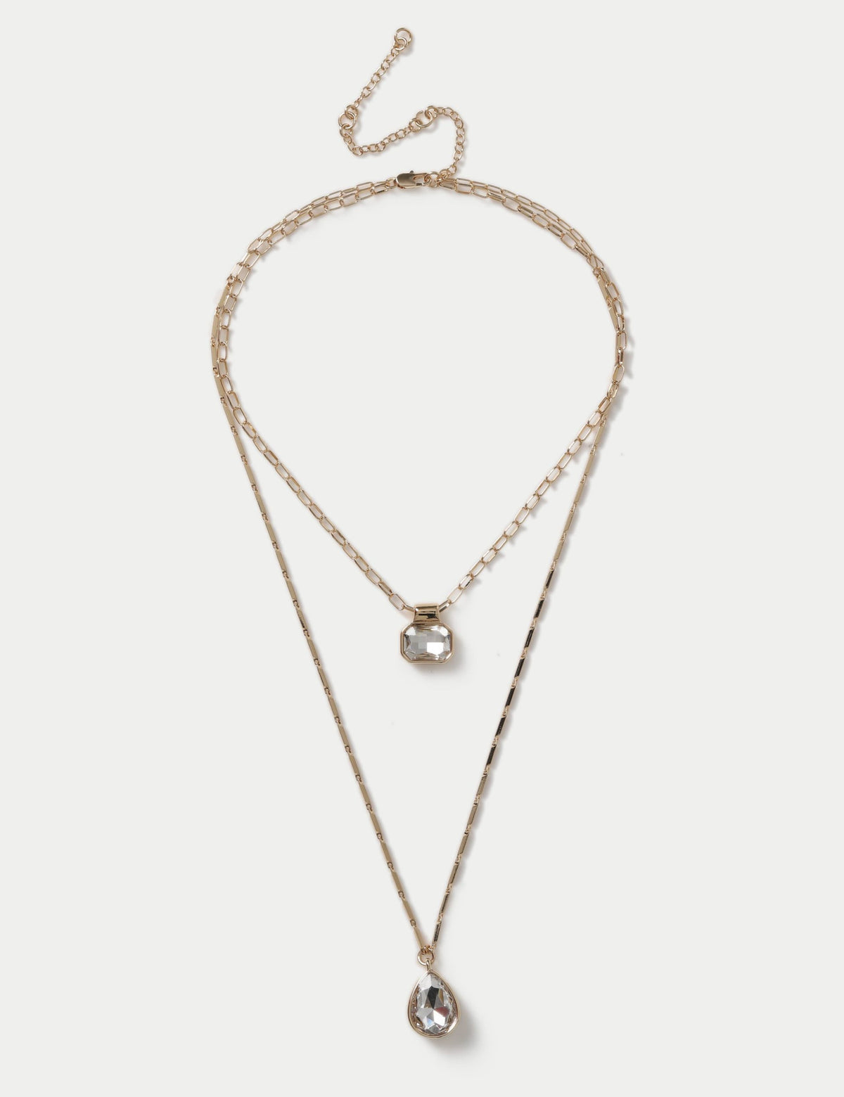 M&S gold tone crystal multirow necklace (British brand)