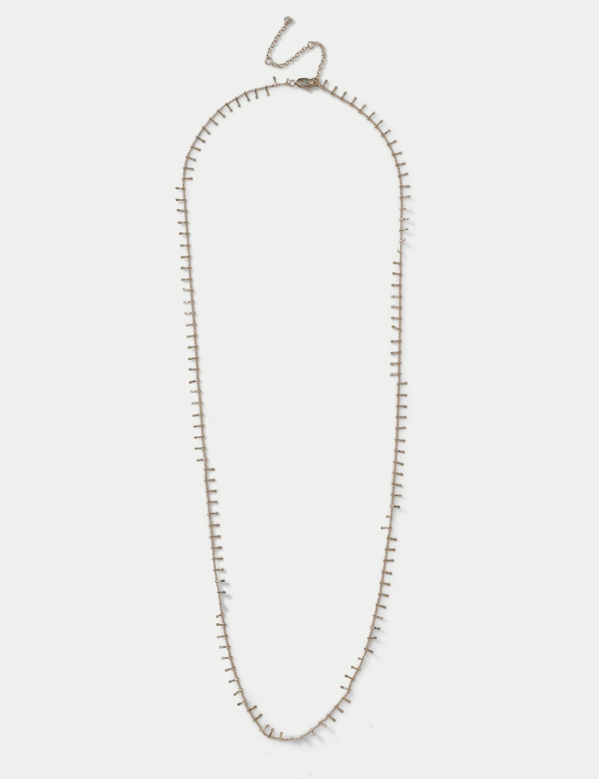 Gold tone long necklace with edge detail (British brand)