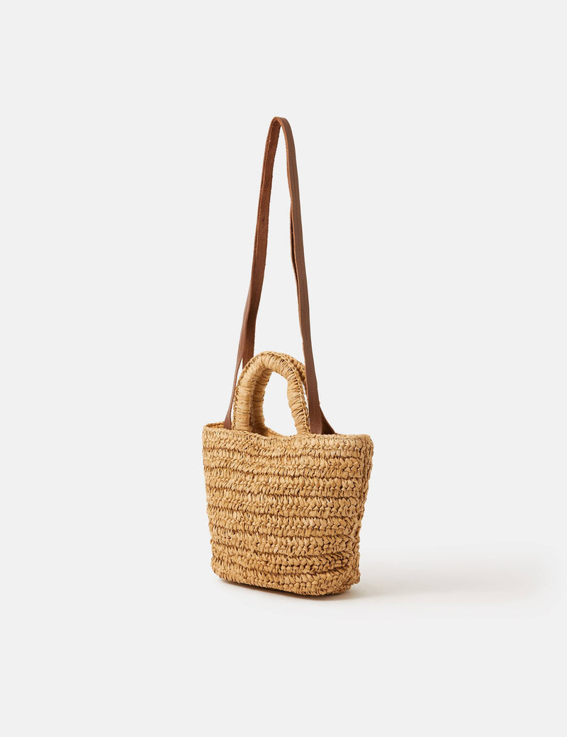 Accessorize natural raffia grab bag with floral embroidery (British brand)