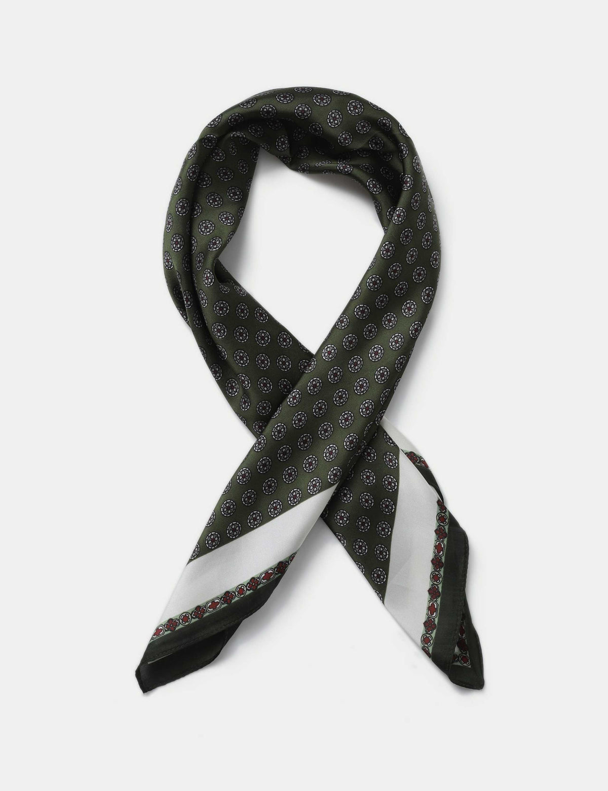 Green circle print scarf in polyester, UK version