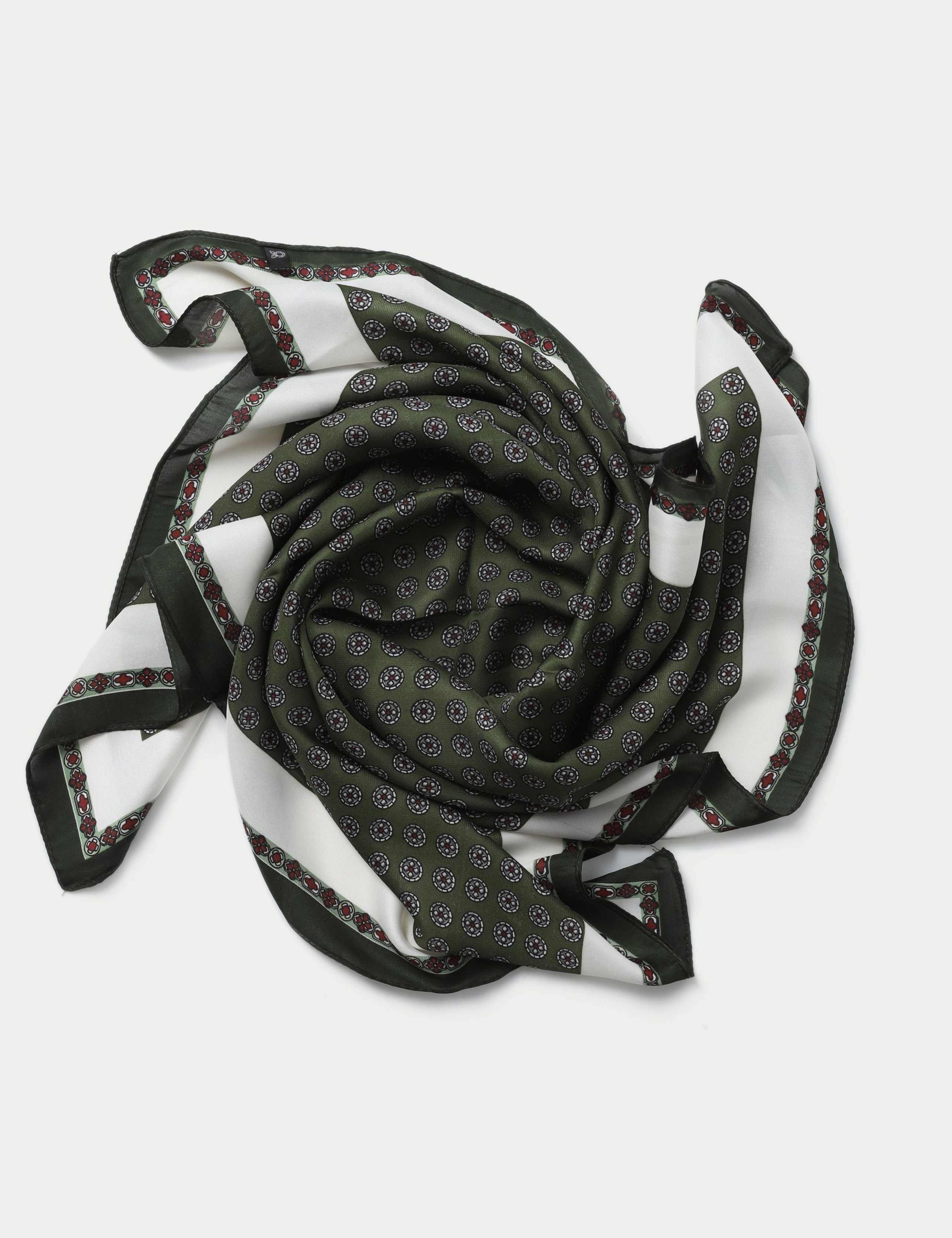 Green circle print scarf in polyester, UK version