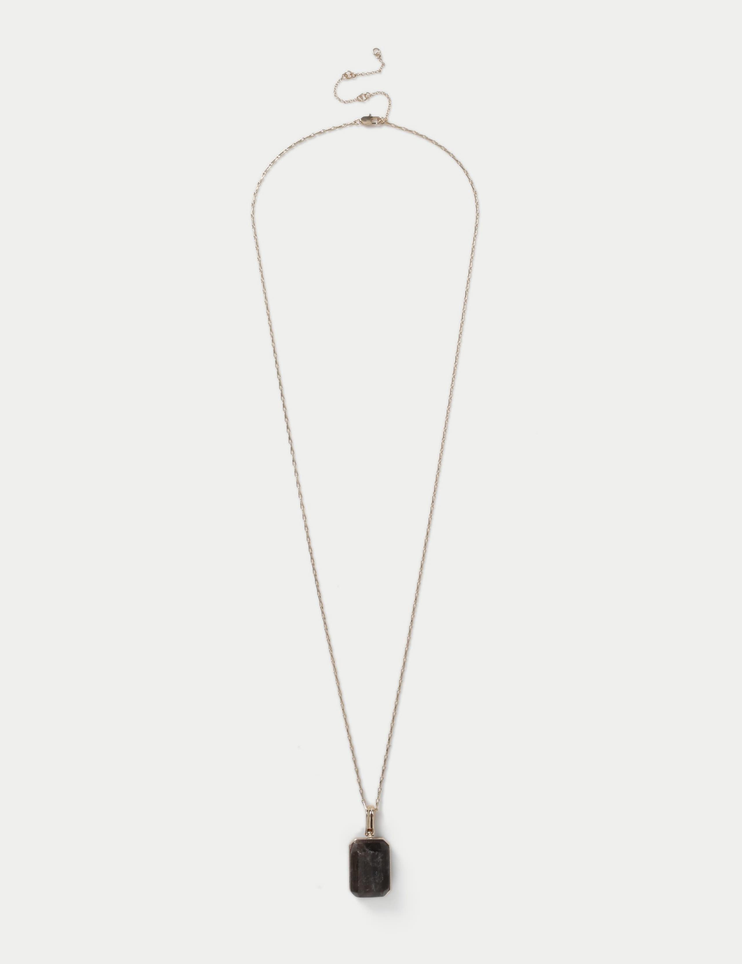 Grey natural stone pendant necklace, UK version