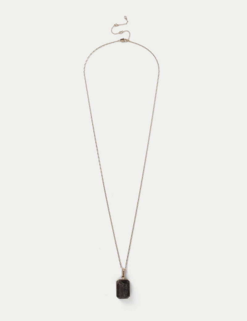 Grey natural stone pendant necklace, UK version