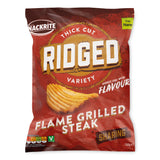Ridged potato crisps flame grilled steak flavour share bag - British product