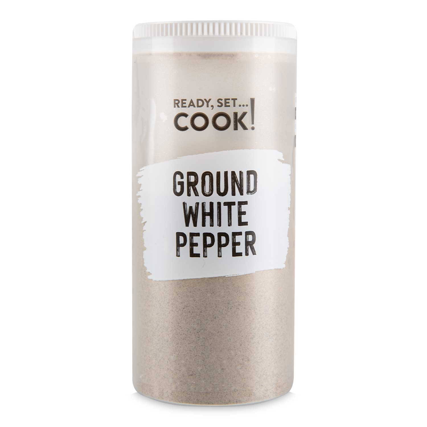 Ground white pepper spice for cooking, imported from the UK