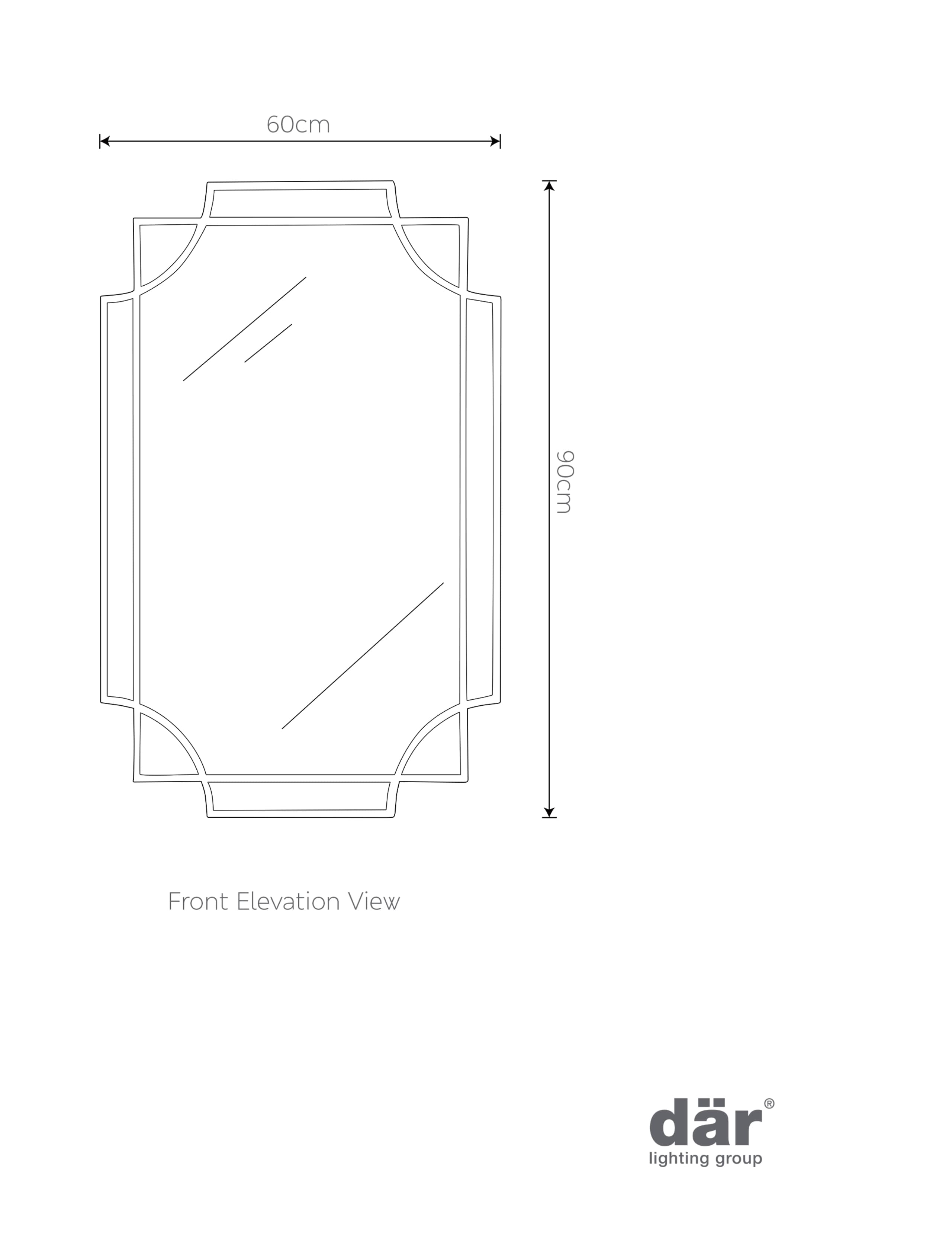 Guapo rectangular wall mirror 90x60cm, UK version