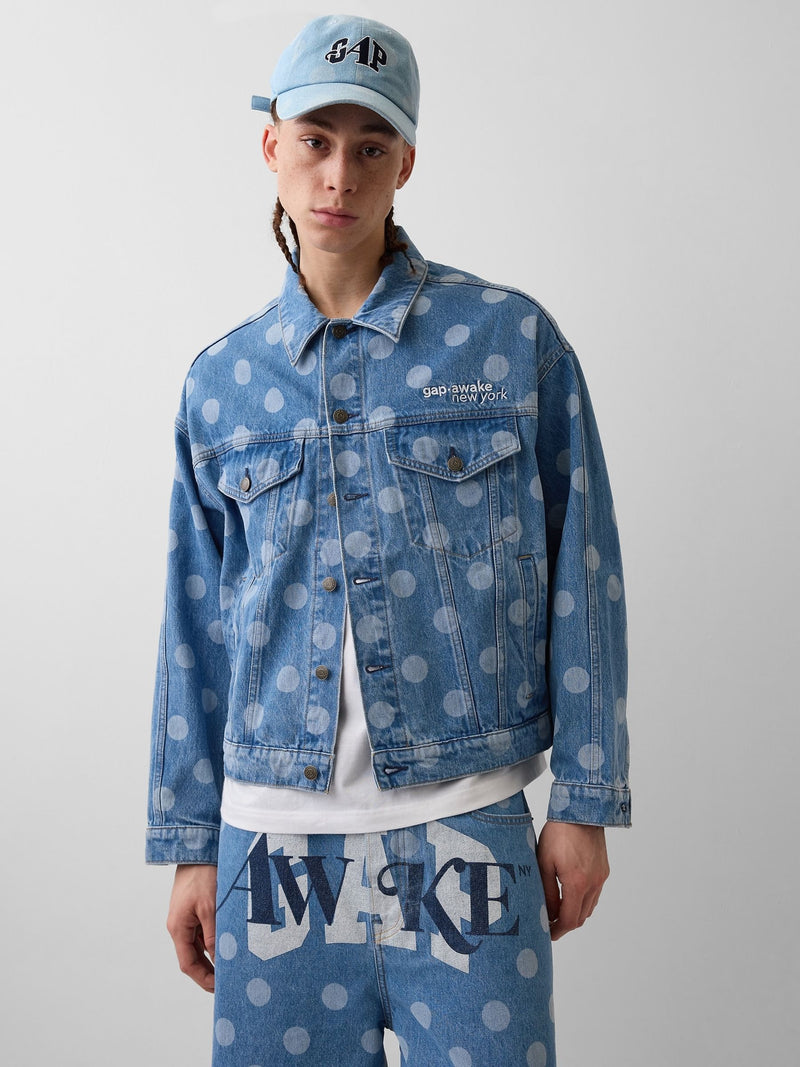 Gap x Awake NY denim baseball cap, blue polka dot, UK version