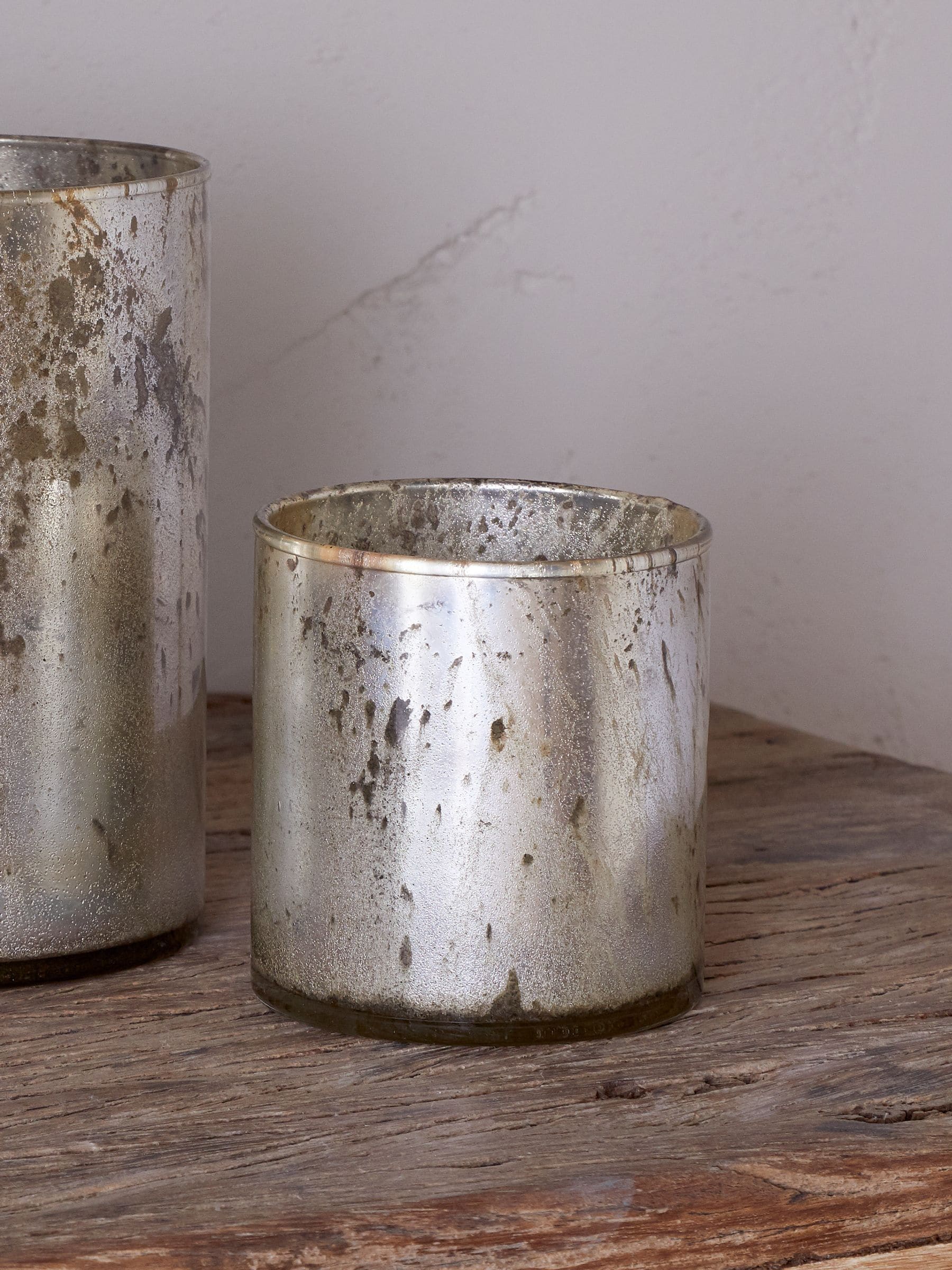 Nkuku Kunjari glass tealight antique finish, imported from the UK