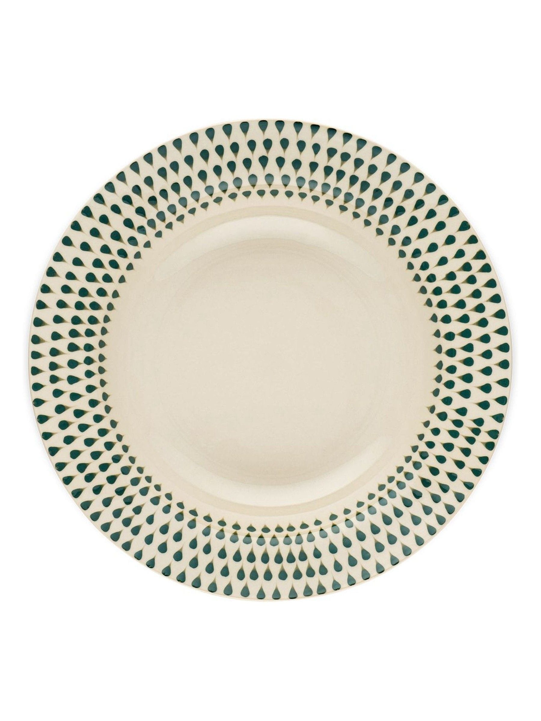 Nkuku cream juniper drop ceramic dinnerware set, imported from the UK