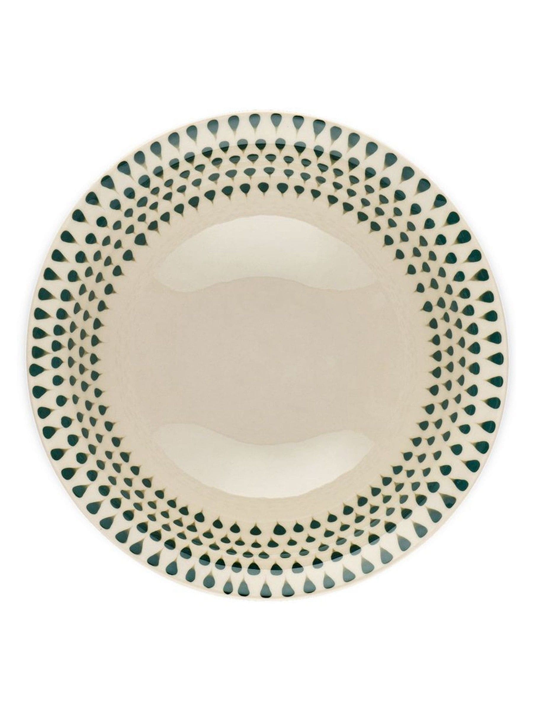 Nkuku cream juniper drop ceramic dinnerware set, imported from the UK