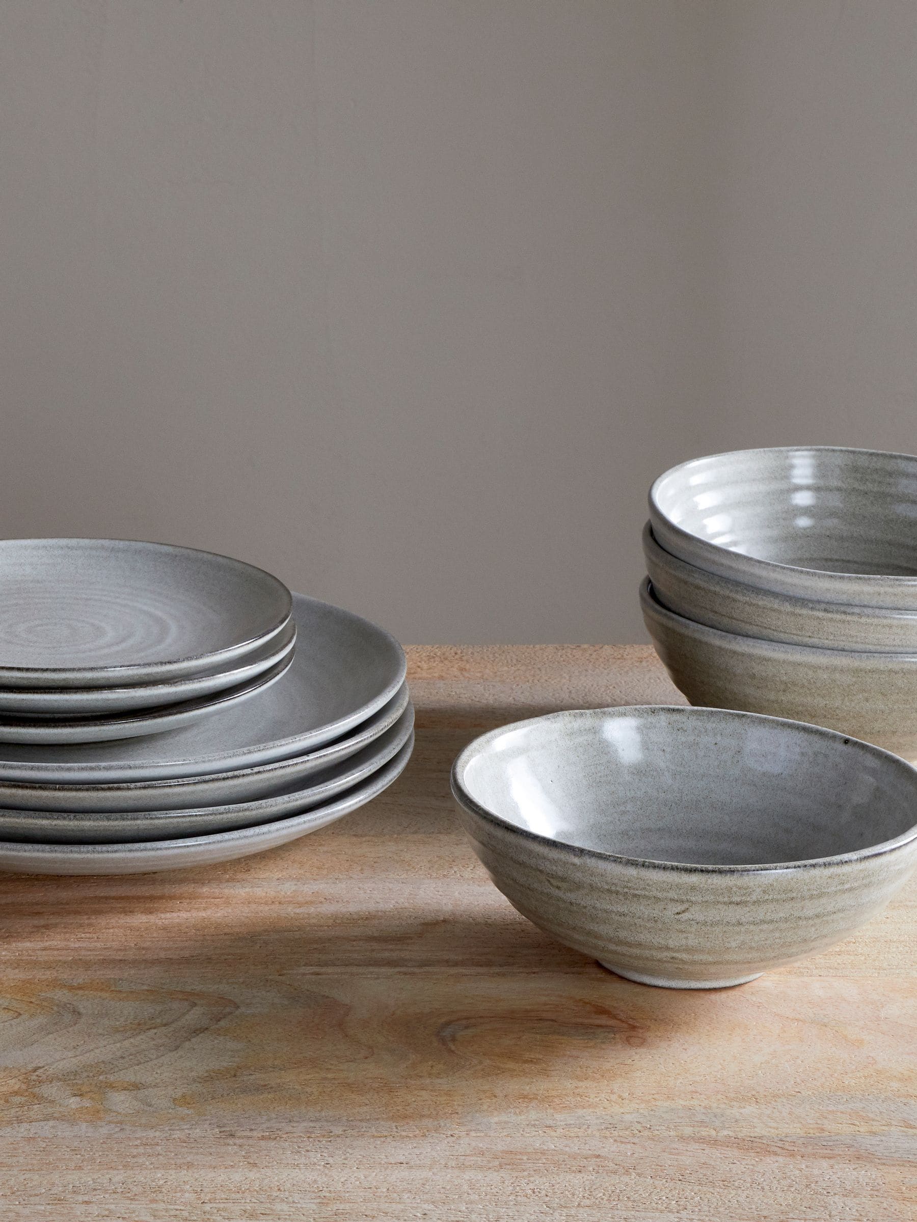 Nkuku grey earthenware dinnerware set 12 piece (British brand)