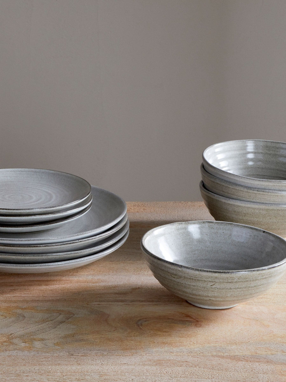 Nkuku grey earthenware dinnerware set 12 piece (British brand)
