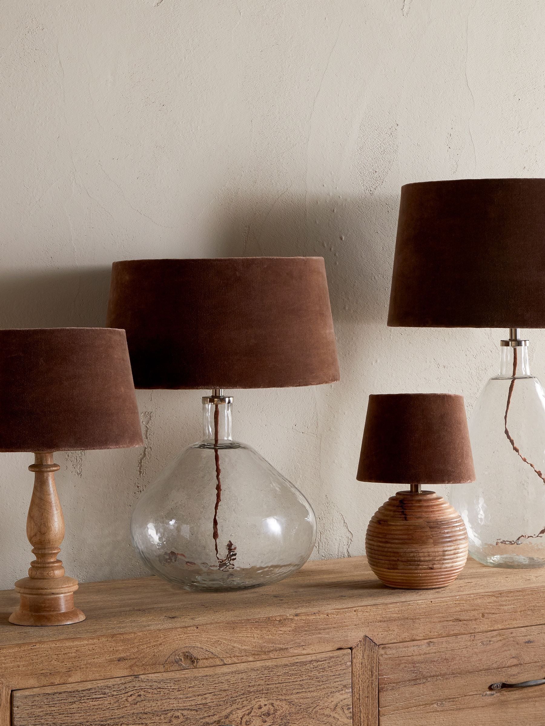 Nkuku Mocha Mendai Velvet & Linen large lampshade (British brand)