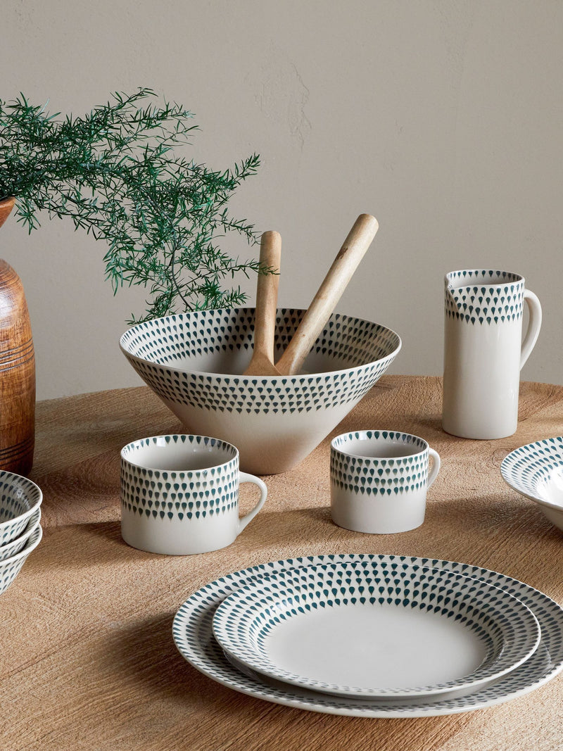 Nkuku cream juniper drop serving bowl medium, imported from the UK