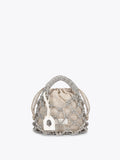 Kurt Geiger London small silver macrame crystal bag, UK version