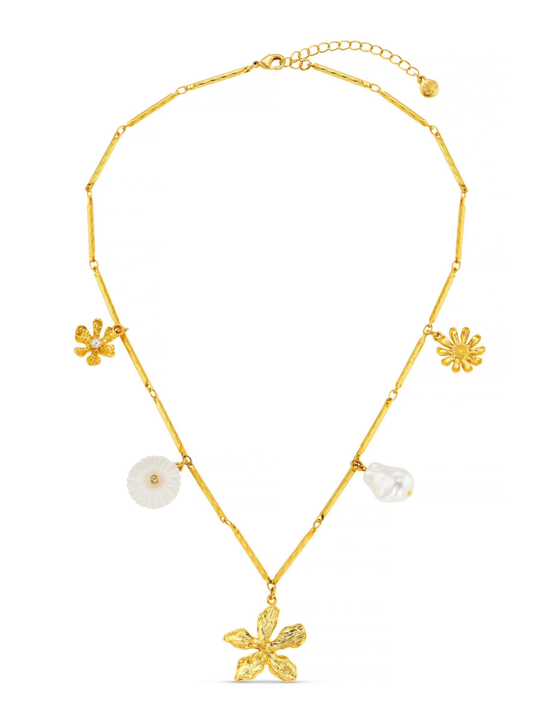 Orelia London gold tone flower pearl charm necklace (British brand)