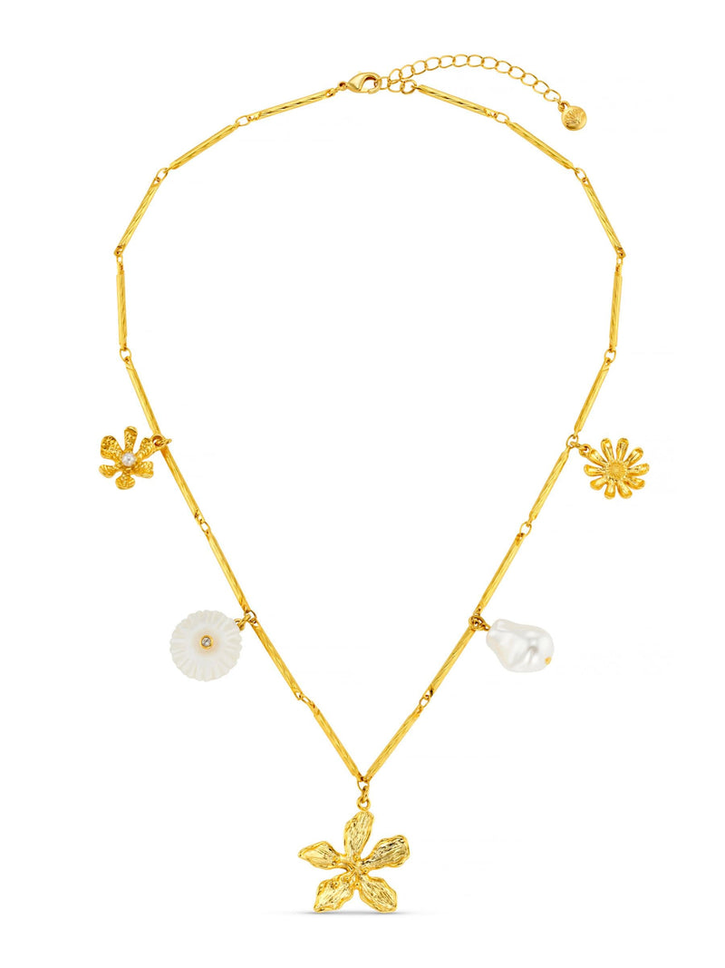 Orelia London gold tone flower pearl charm necklace (British brand)