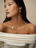 Orelia London gold tone flower pearl charm necklace (British brand)