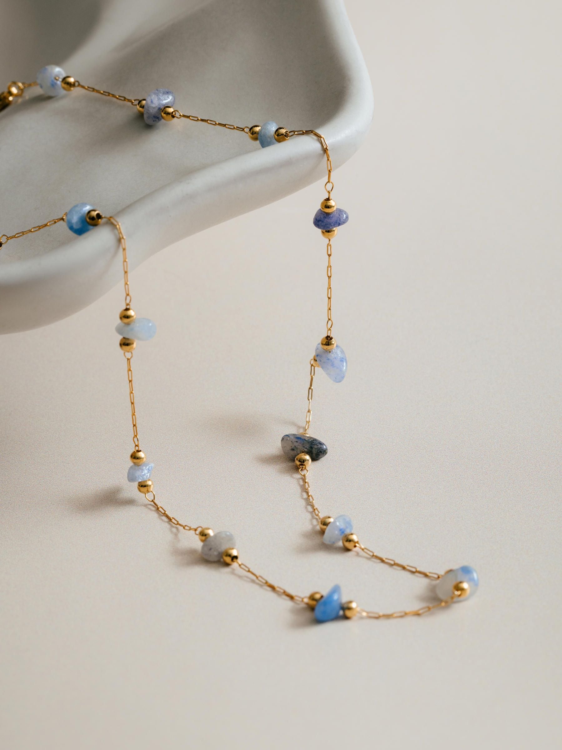 Orelia London gold tone sodalite chip necklace - British product