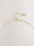 Gold tone dainty beaded necklace, recycled brass - British product