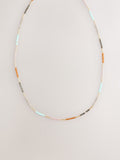 Gold tone dainty beaded necklace, recycled brass - British product